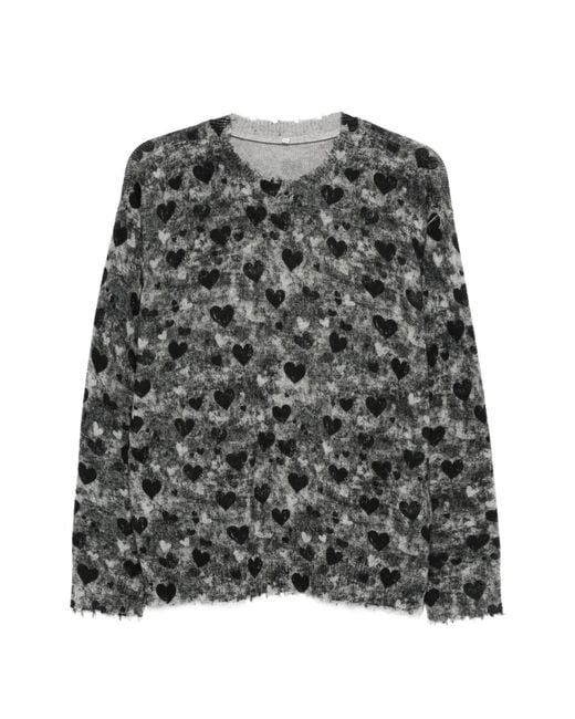 R13 Gray Heart-Detail Sweater