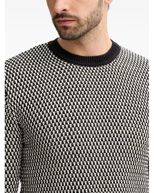 Guess Gray Patterned Crew-Neck Sweater for men