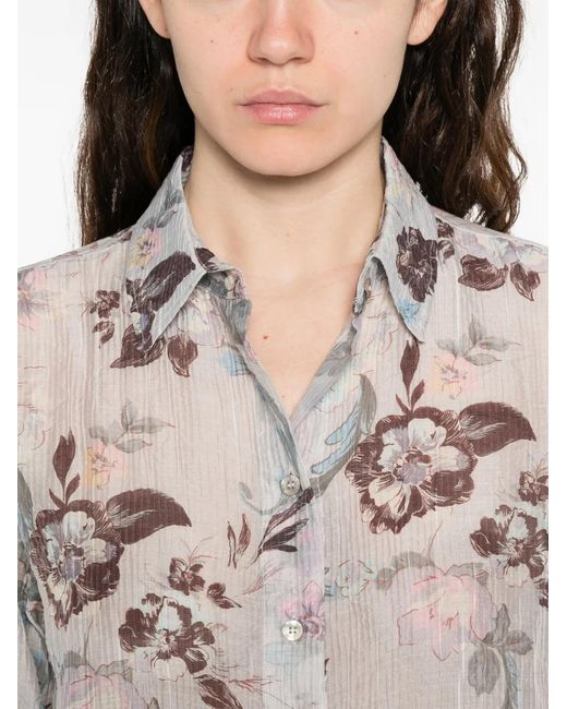 Forte_forte White Floral-Pattern Long-Sleeve Shirt