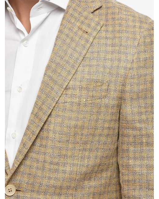 Corneliani Natural Gingham Linen-Blend Blazer for men