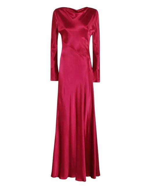 Alberta Ferretti Red Bias-Cut Maxi Dress