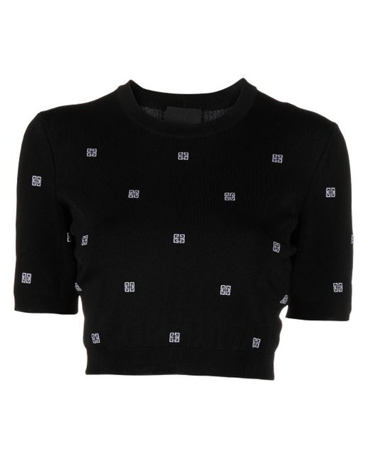 Givenchy Black 4g Intarsia-knit Cropped Top