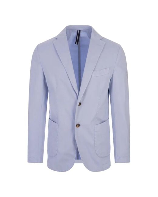 RUSSO CAPRI Blue Button Oxford Blazer for men