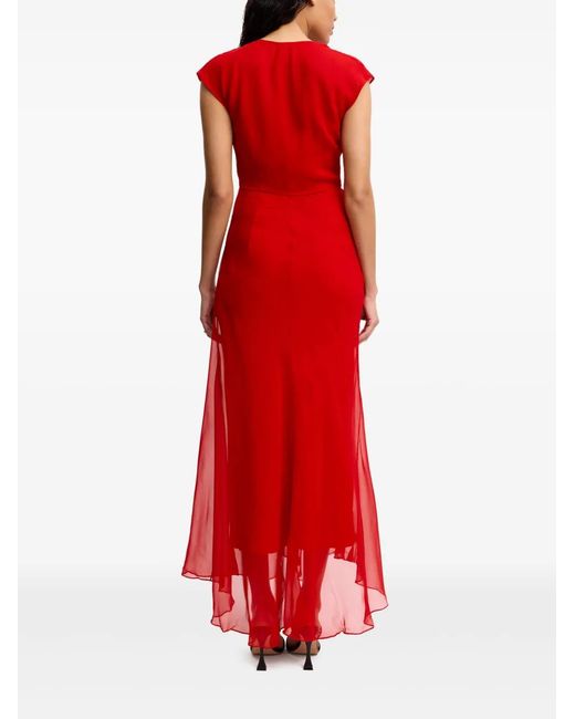 Alejandra Alonso Rojas Red Draped Chiffon Dress