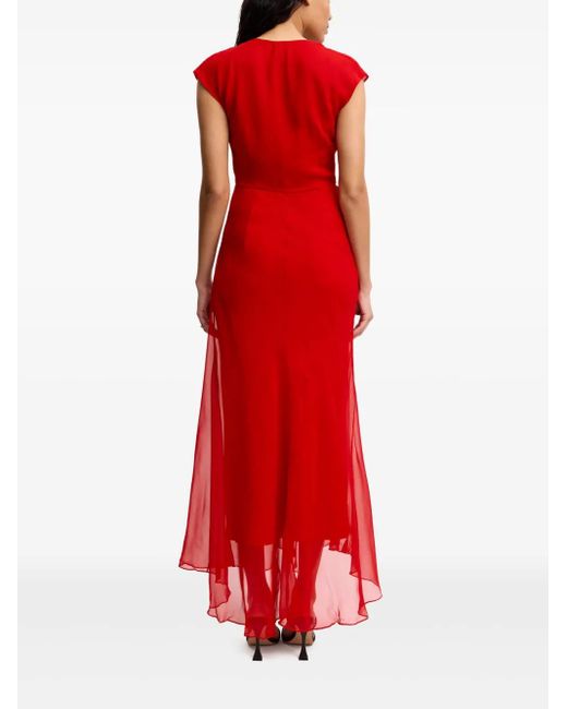 Alejandra Alonso Rojas Red Draped Chiffon Dress