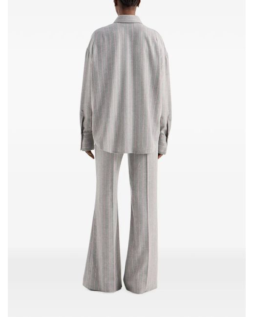 Genny Gray Pinstriped Sequin-Embellished Trousers