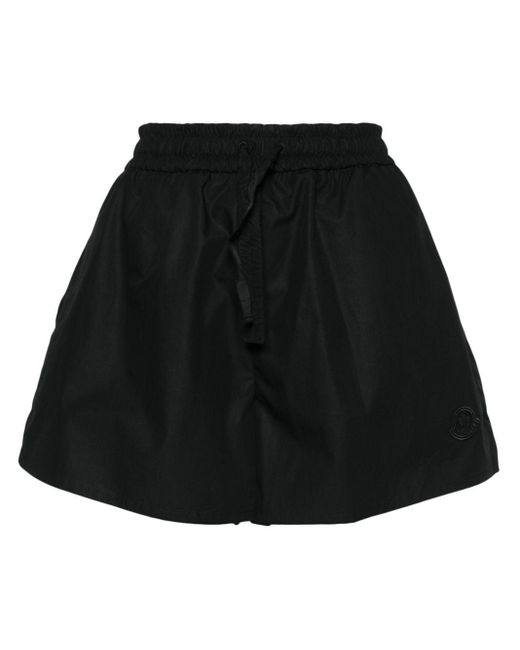 Moncler Black Popeline-Shorts mit Logo-Applikation