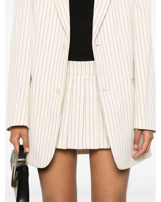 Frankie Shop Natural Neutral Pinstripe Pleated Skirt