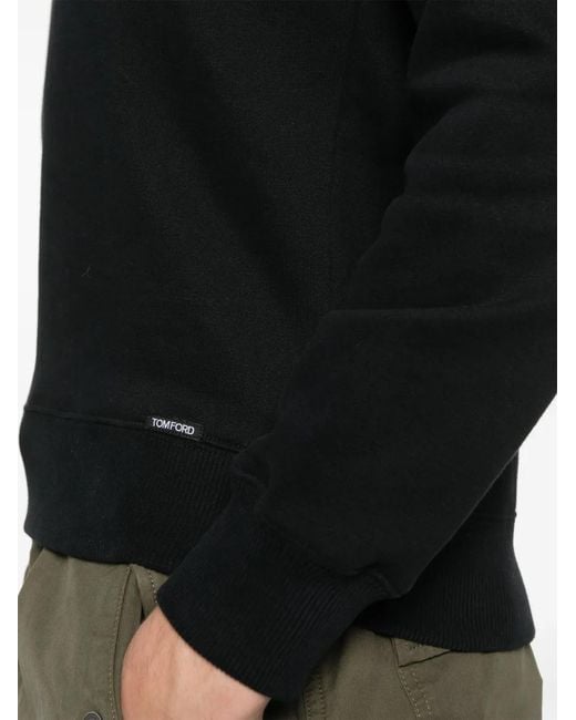 Tom Ford Black Crew Neck Fleece Sweatshirt For for men