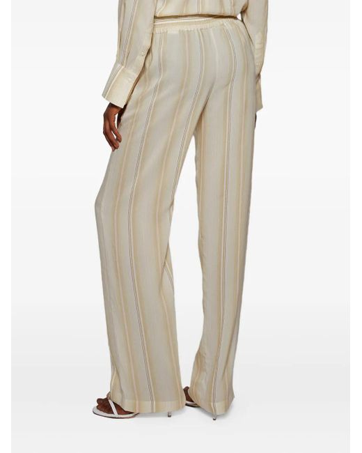 Victoria Beckham Gestreepte Broek Met Elastische Taille in het White