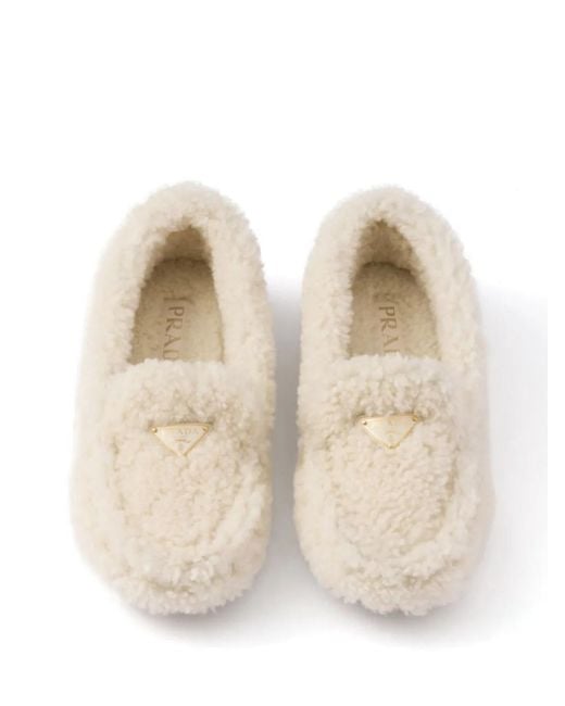 Prada Natural Loafer Mit Shearling