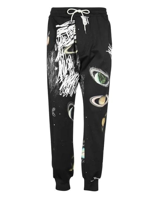 Vivienne Westwood Black Graphic-Print Elasticated Track Pants for men