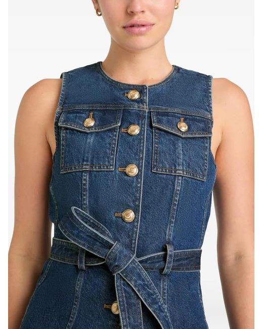 Cinq À Sept Blue Reenee Button Belted Jean Vest