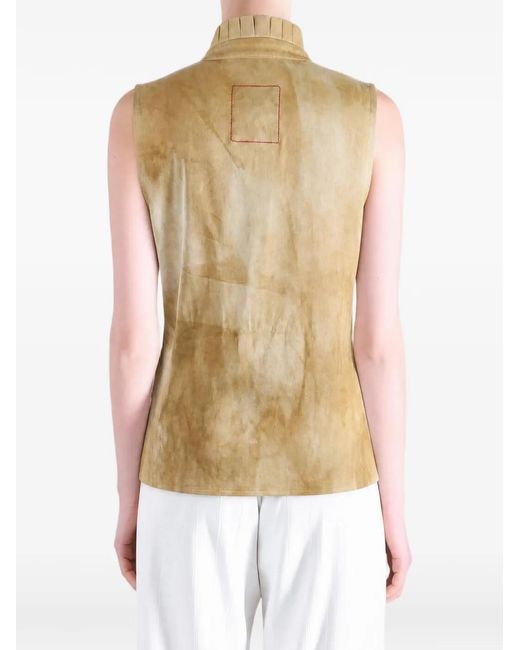 Uma Wang Natural Tina Ruffled-Collar Top