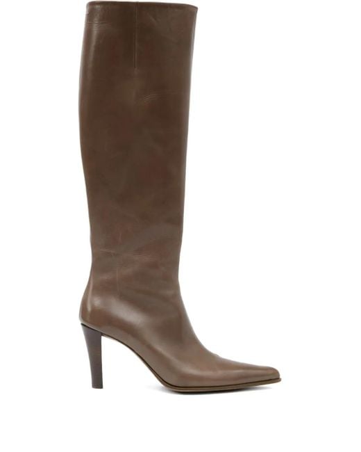 MM6 by Maison Margiela Brown Pointed-Toe Knee-High Boots