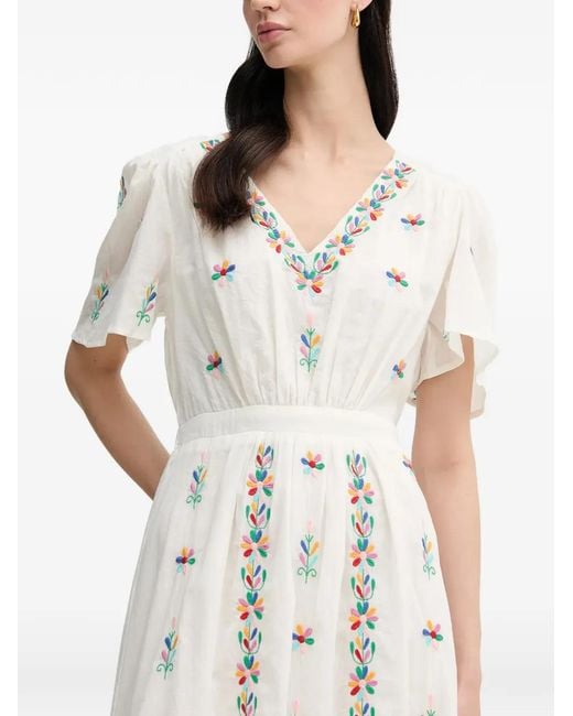 La Petite Francaise White Rachele Embroidered V-Neck Maxi Dress