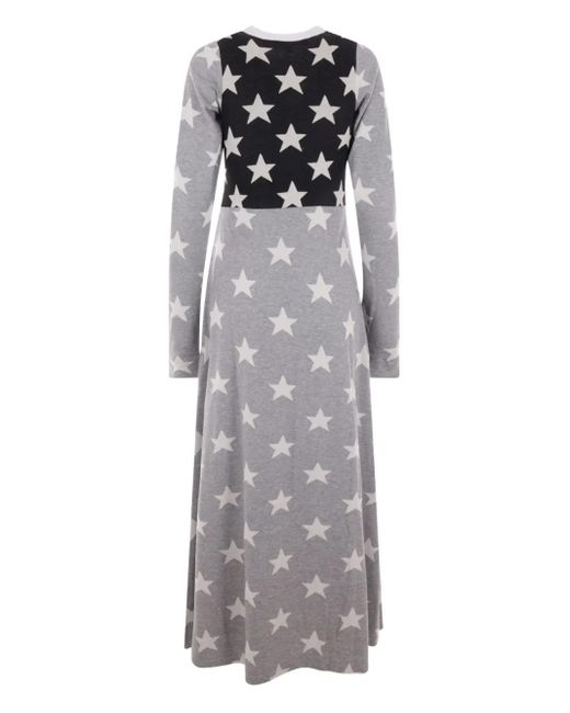 Reward If Found Gray Star-Print Button-Front Dress