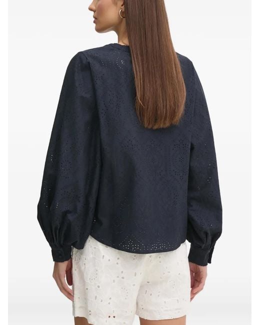 Mos Mosh Blue Balloon-Sleeve Blouse