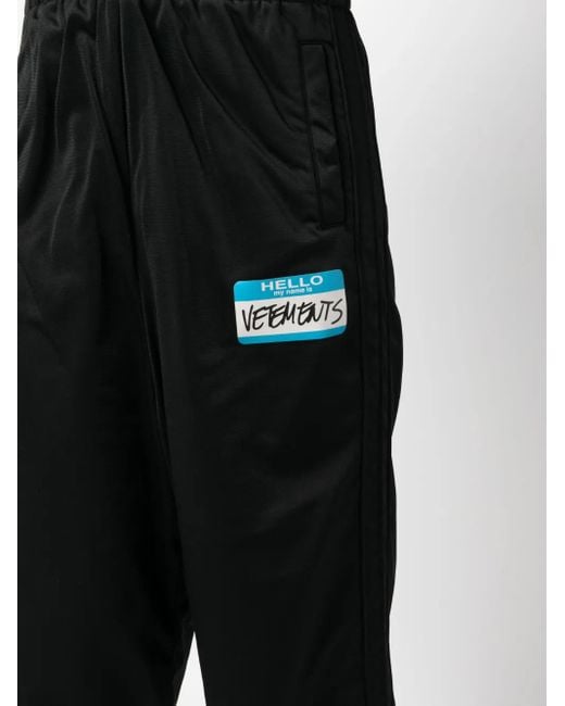 Vetements Black Logo-Print Wide-Leg Trousers