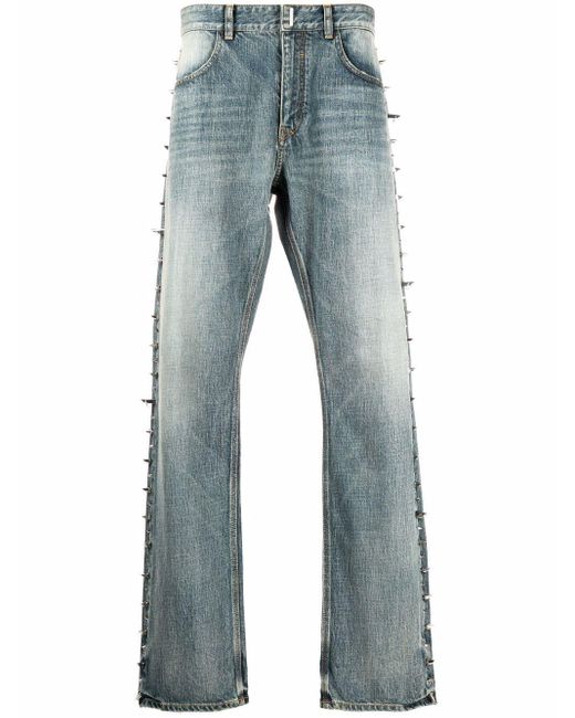 Givenchy Blue Studded Straight-leg Jeans for men