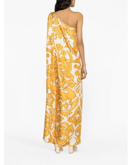 LaDoubleJ Metallic Roy Floral-Print Silk Maxi Dress