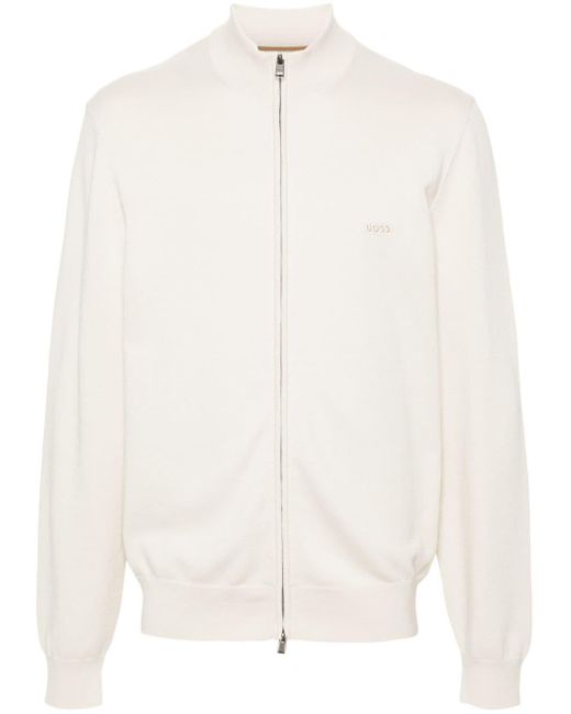 Boss Palano-L Cardigan aus Bio-Baumwolle in White für Herren