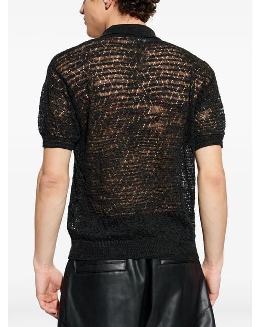 DSquared² Black Button-Up Open-Knit Shirt for men