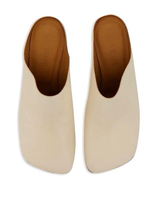 Uma Wang White Square-toe Leather Mules
