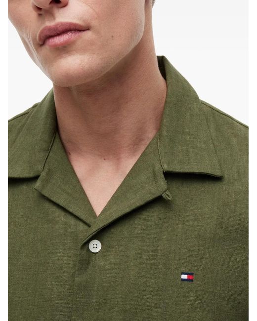 Tommy Hilfiger Green Short-Sleeve Logo-Patch Shirt for men