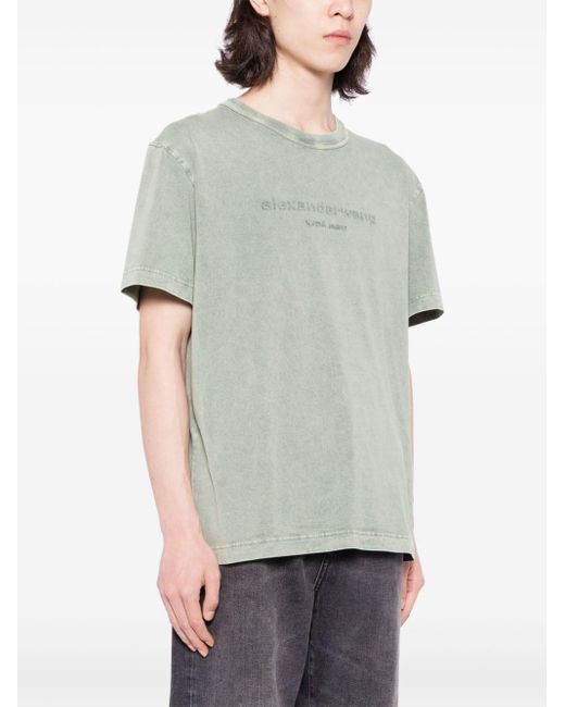 Alexander Wang Green Logo-embossed Cotton T-shirt