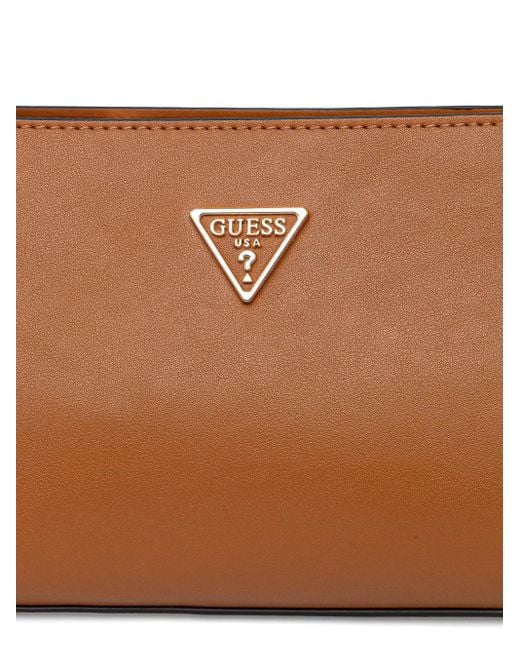 Guess Brown Logo-Plaque Satchel