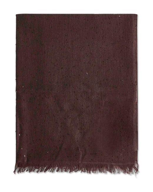 Bufanda con detalles de lentejuelas y flecos Brunello Cucinelli de color Brown