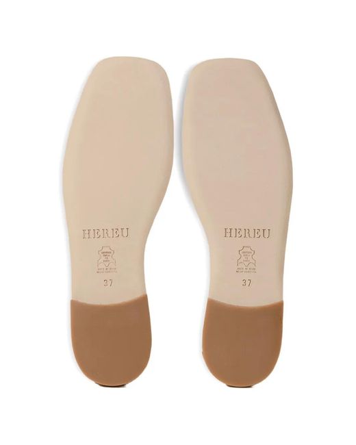 Hereu Brown Llasada Bow-Detail Square-Toe Ballet Flat