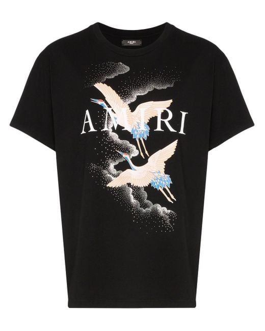 Amiri Cranes Print Black T-shirt for men