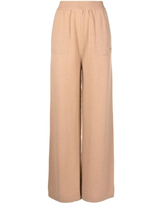 MSGM Natural Embroidered-Logo Knit Trousers
