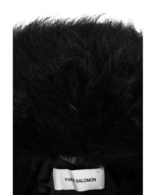 Yves Salomon Black Fur-Trim Ear Hat