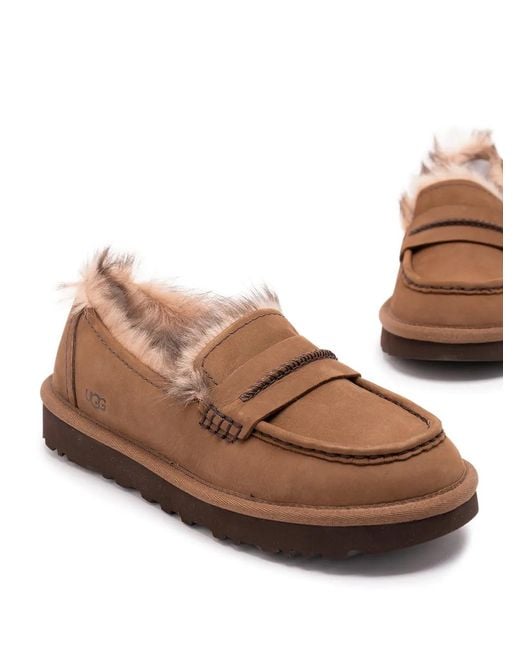 Ugg Brown Ellis Shearling-Trim Loafers
