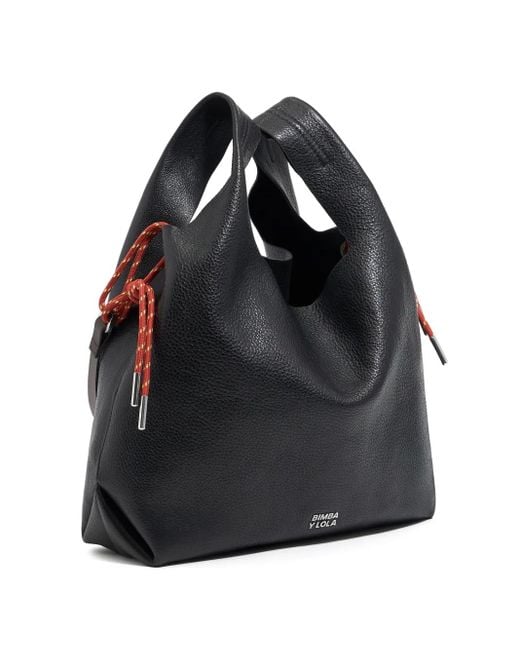 Bimba Y Lola Black Medium Paper Tote Bag