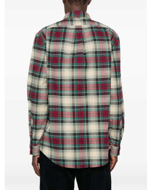 Polo Ralph Lauren Gray Classic Plaid Button-Up Shirt With Curved Hem for men