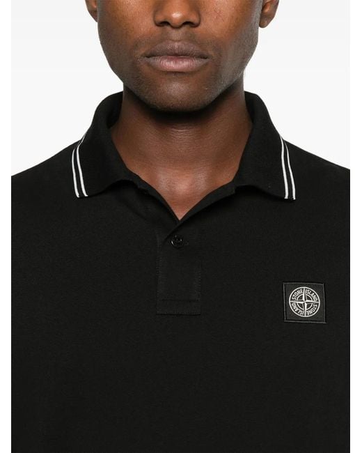 Stone Island Black Polo Shirt /Lunga Slim Fit for men