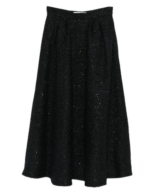 Alessandra Rich Black Faltenrock mit Pailletten