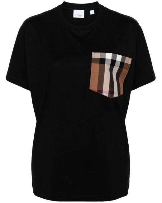 Burberry T-shirt Met Vintage Check-detail in het Black