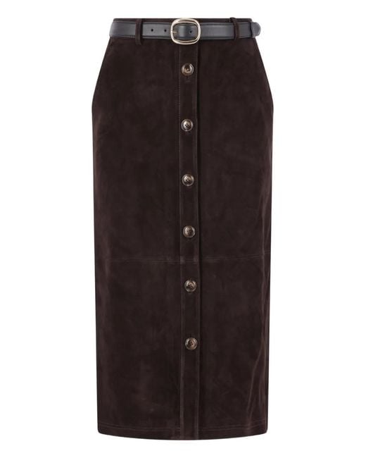 Self-Portrait Black Button Belted Skirt