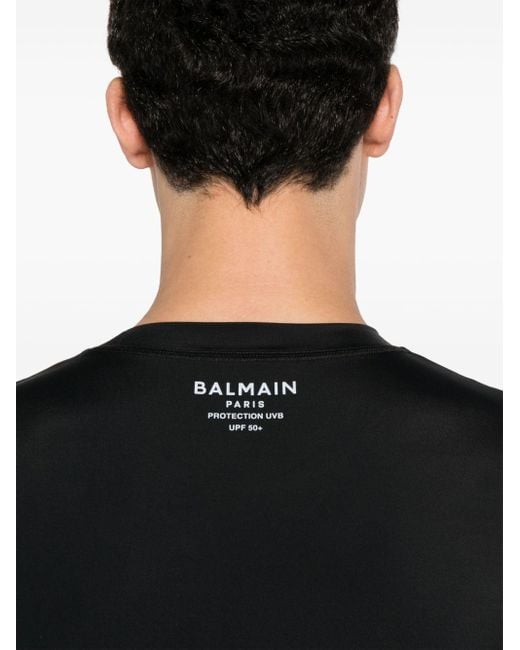 T-shirt a maniche lunghe con stampa di Balmain in Black da Uomo