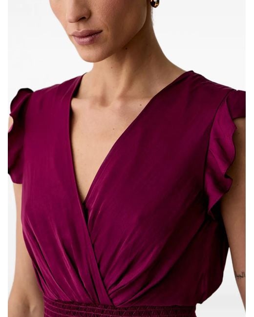 Morgan Red Ruffled-Sleeve Asymmetric Dress