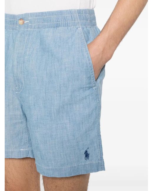 Polo Ralph Lauren Blue Polo Pony-Motif Cotton Shorts for men