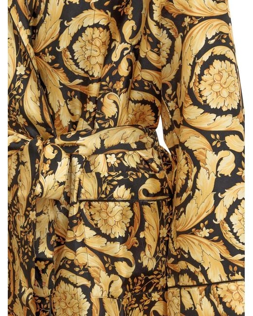 Versace Metallic Robe Mi-Longue À Imprimé Barocco