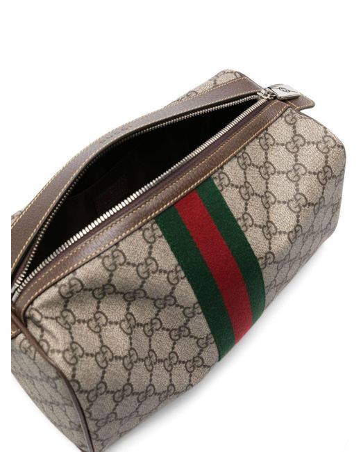 Gucci Gray Interlocking G-logo Stripe-detailing Wash Bag for men
