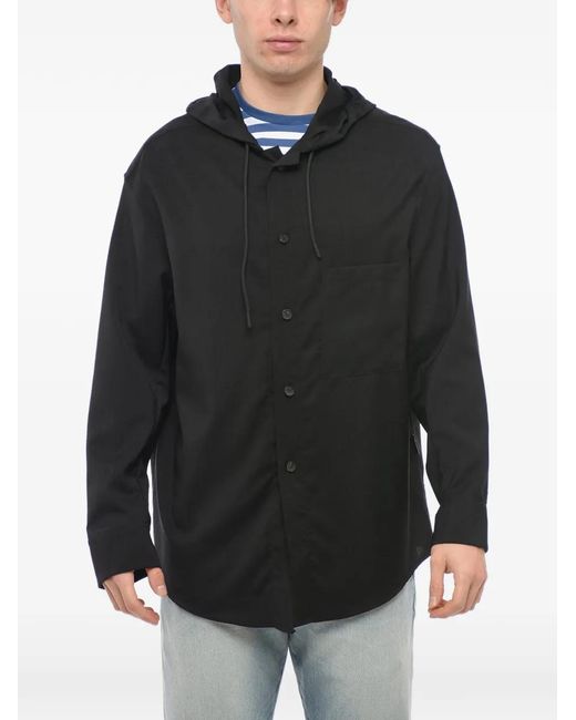 Hevò Black Hooded Chest-Pocket Lightweight Jacket for men