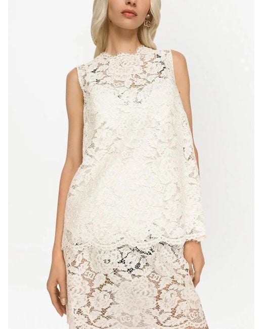 Dolce & Gabbana Natural Lace Sleeveless Top